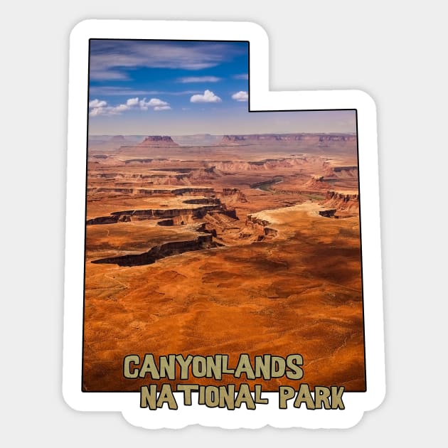 Utah State Outline - Canyonlands National Park Sticker by gorff